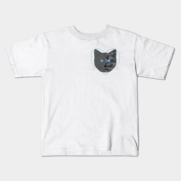 Gray Geometric Cat Kids T-Shirt by Kali Farnsworth